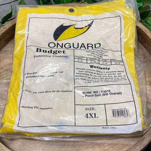 4XL Onguard 3 Piece Suit Jacket Bib Overall Hood Yellow Protective Clothing PVC - Picture 6 of 8
